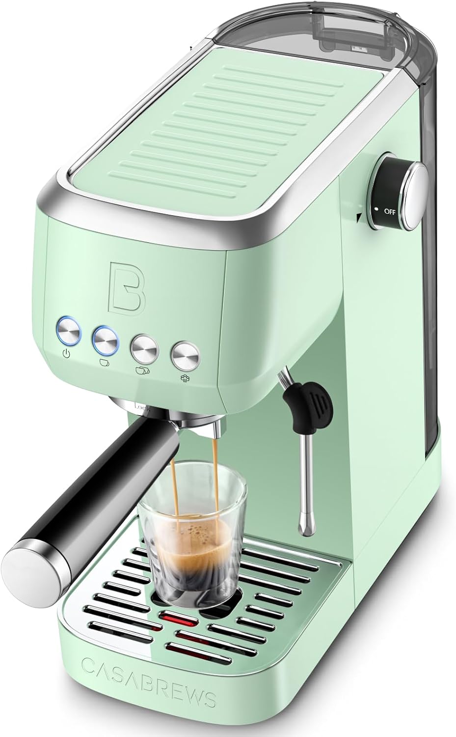 CASABREWS 3700 Essential Espresso Machine 20 Bar, Compact Coffee Maker with Steam Frother for Cappuccino, Latte, 43.9oz Water Tank, Pastel Green