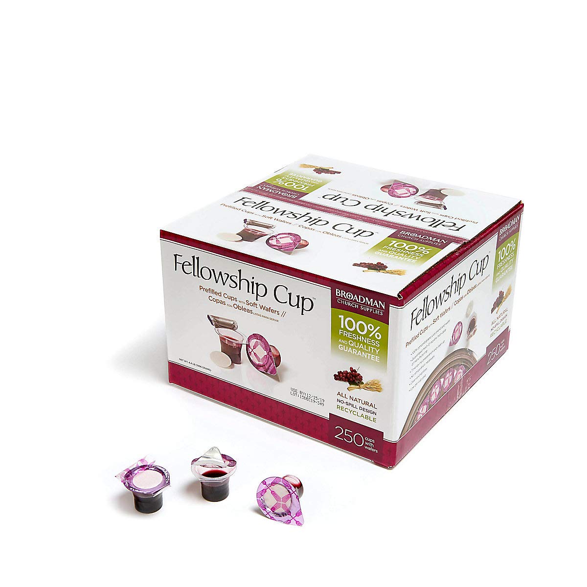 Broadman Pre-filled Communion Fellowship Cup Juice and Wafer Set, 250 Count