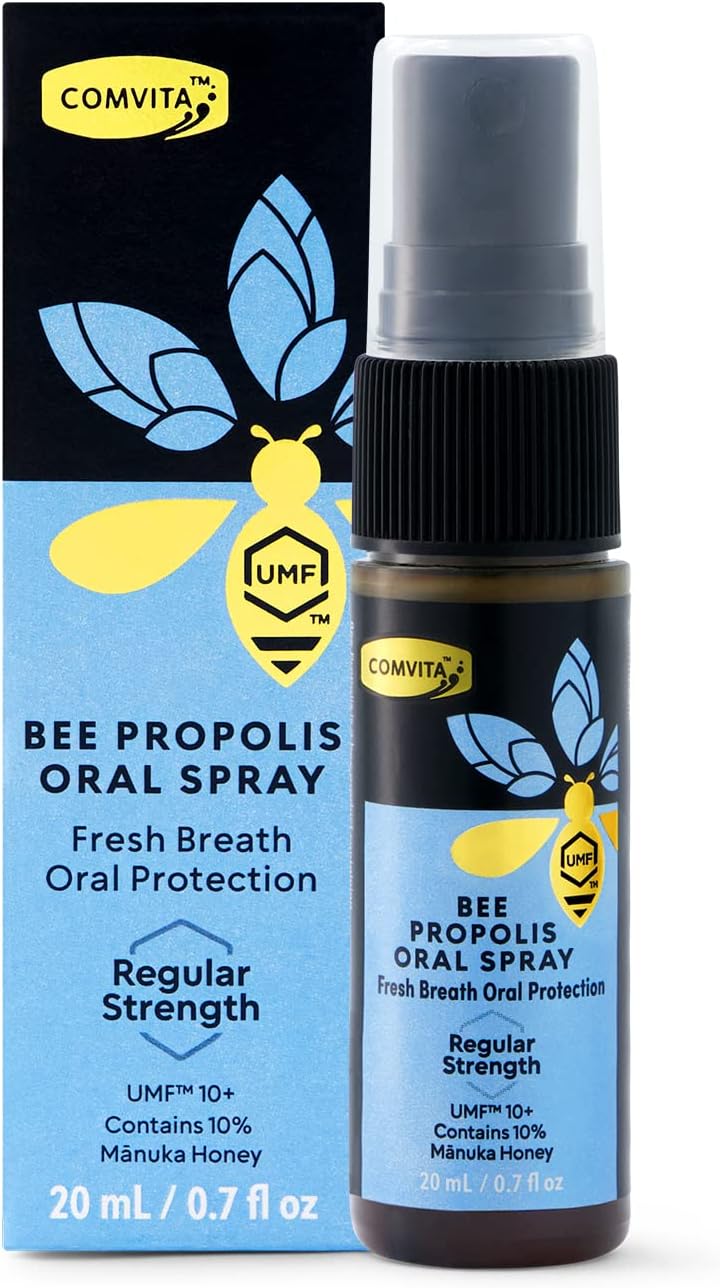 Comvita Propolis Natural Throat Relief Spray, Soothing Mint Flavor with UMF 10+ Manuka Honey - Natural Immune Support, Antioxidant, Dietary Supplement, 0.7 Fl oz