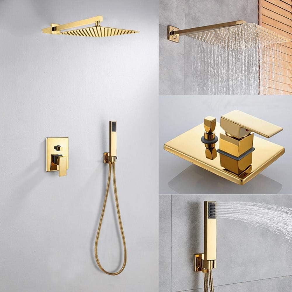 Shower bar Wall Mount den Shower s Set Ultrathin Rainfall d Shower Hot Cold Water Mixer Tap Bathroom d Shower Kit-2-way 12inch Rainfall Shower Head and Hose Set