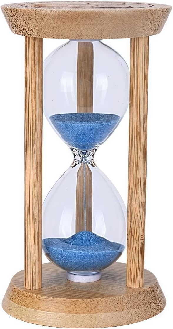 Mini Wooden Sand Timers,Bamboo Hourglass Sand Timers 5Min Sandglass Timer for Toothbrush Timer Games Classroom Home Office Cooking（Blue+5Min）