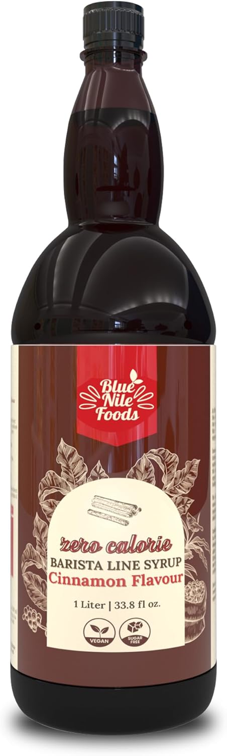 Blue Nile Foods Barista Cinnamon Coffee Syrup, Sugar Free Syrup, Keto Friendly Coffee Gift, Calorie/Sugar Free Coffee Syrups for Coffee Drinks (Hot/Iced), 1L