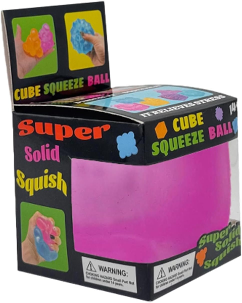 Nee doh Ice Cube Squeeze Toys: Stress Relief Fidget Squishy Stress Balls - Soft Elastic Sensory Toys for Relaxation and Focus - Reusable Squeeze Stress Relief Toys (Purple)
