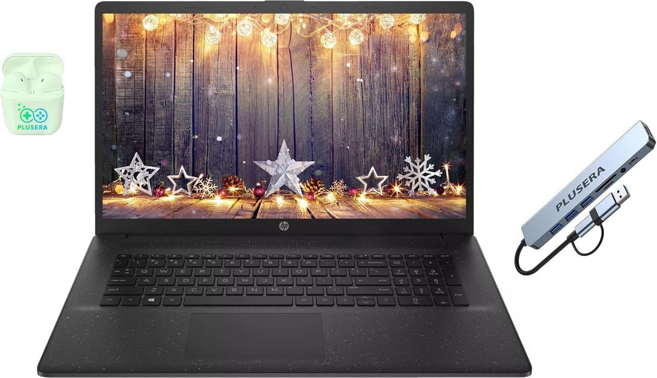 HP 17.3" Business Laptop Computer, 10-Core Intel Core i5, Windows 11, PLUSERA Earphones (16GB RAM | 512GB SSD)