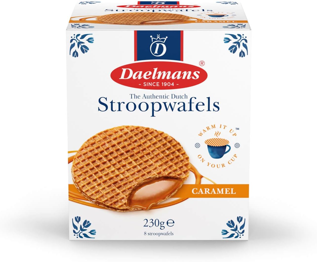 Daelmans Stroopwafels Cube Box, 8 Caramel Waffles, 230g