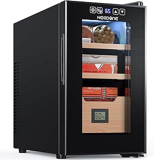 NEEDONE Electric Cigar Humidor 26L with Heating and Cooling Quiet Control System, Thermostatic Cabinet for 200 Counts with Spanish Cedar Wood Shelves & Drawer with Hygrometer, Gift for Men…