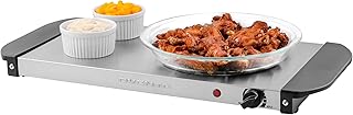 OVENTE Electric Warming Tray with Adjustable Temperature Control Perfect for Buffets, Restaurants, House Parties, Events & Dinners, Compact Food Warmer & Server with Cool Touch Handles, Silver FW170S