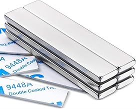 MIKEDE Strong Rare Earth Neodymium Magnets, Heavy Duty Bar Magnets with Double-Sided Adhesive, Powerful Pull Force, Perfect for Fridge, Garage, Kitchen, Science, Craft, Office, DIY 60x10x3mm 6pack