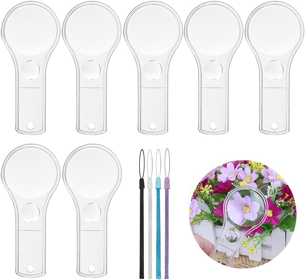 24 Pack Plastic Magnifier, Mini Magnifying Glass 5X and 15X Handheld Reading for Kids Home, Classroom, Outdoor Science Observation Hand Lens IRCHLYN