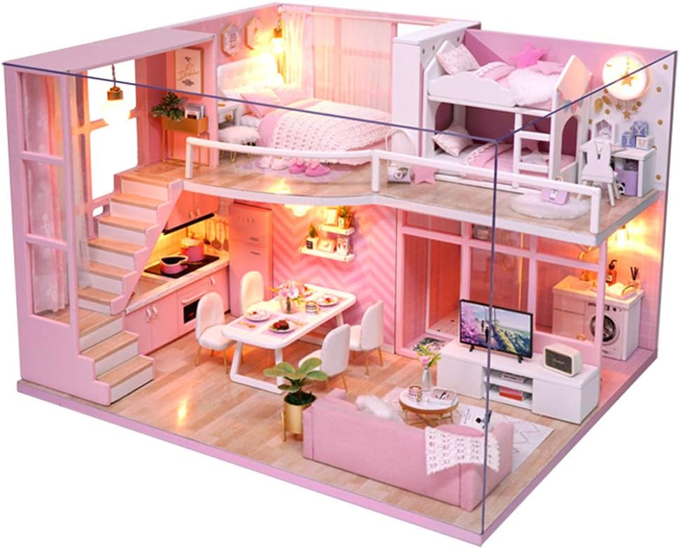 Wakects DIY Miniature Dollhouse Kit with LED Light, Cozy Cottage for Teens, Adults & DIY Enthusiasts