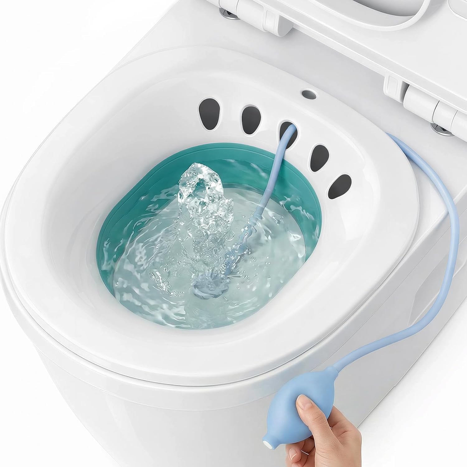 DEANIC Foldable Sitz Bath for Toilet Hemorrhoids Treatment and Post Partum Care, Yoni Steam Bath Seat for Pregnant Women, Bidet Bowl with Flusher Pump (Green)