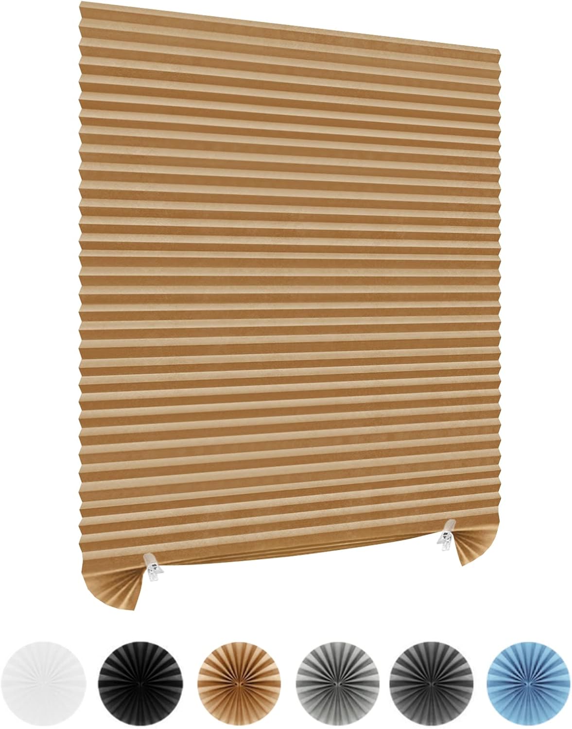 Window Blinds Cordless No Drill Cut to Size Clip On Stick On Self Adhesive Temporary Blinds Pleated Paper Blinds for Windows Doors Shades for Home Nursery Bedroom Kitchen Bathroom