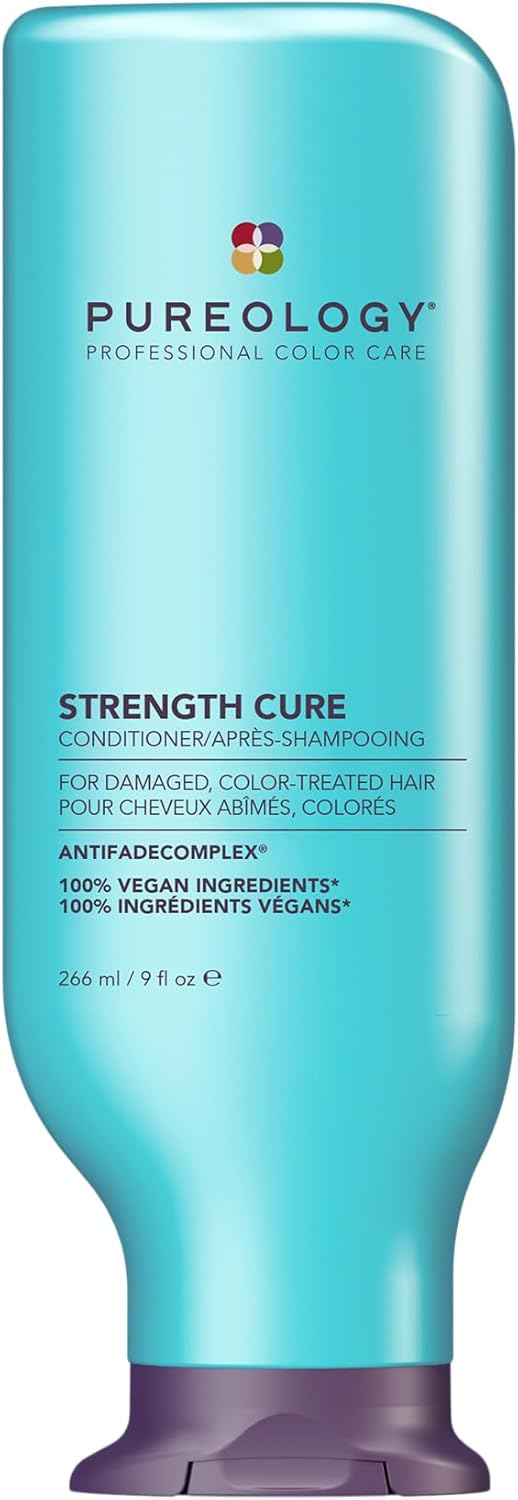 Pureology Strength Cure Strengthening Conditioner, For Damaged, Colour Treated Hair, Vegan Formulas, Sulphate Free for a Gentle Cleanse