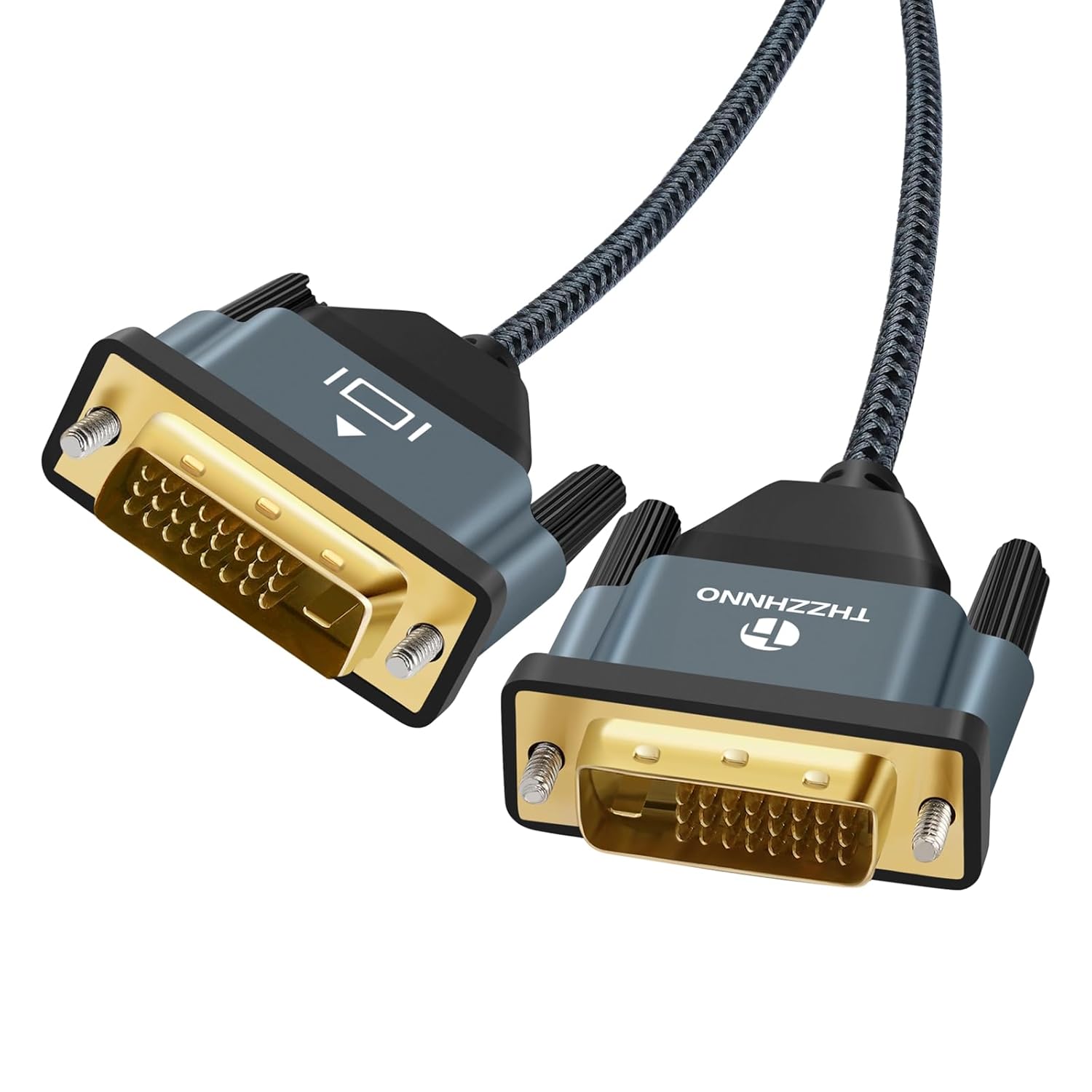 Thzzhnno DVI to DVI Cable 1M, Gold-Plated & Braided Male DVI-D 24+1 to DVI Cable Support High Resolution 2560x1600 1080P for Gaming, DVD, Laptop, PC, Display