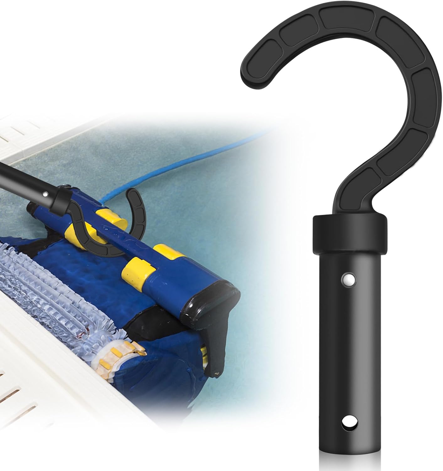 HINGTAI Pool Vacuum Hook, Black, Plastic, Portable, Easy to Use, Versatile, Efficient Cleaning, Compatible with All Robotic Pool Cleaners, Easy to Store and Operate