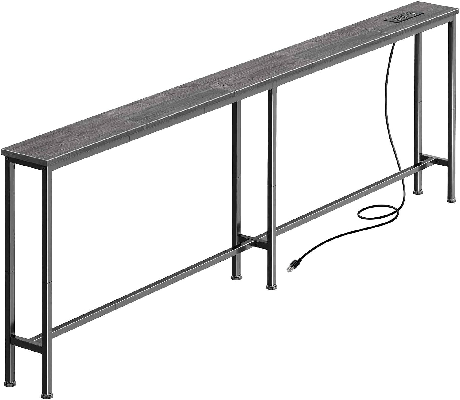Huuger 70.8 Inch Console Table, Skinny Sofa Table with Charging Station