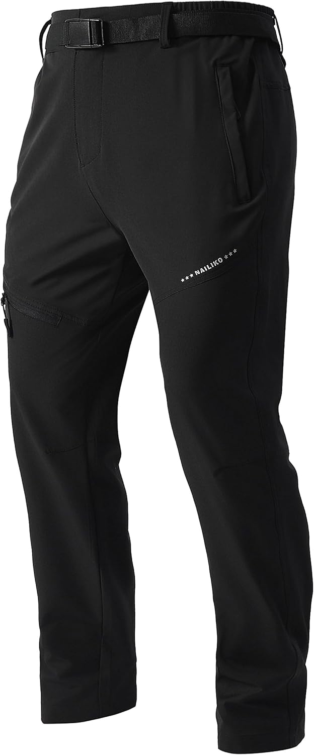 Men's Lightweight Hiking Pants Quick-Dry Waterproof Outdoor Cargo Pants with Stretchable Waist