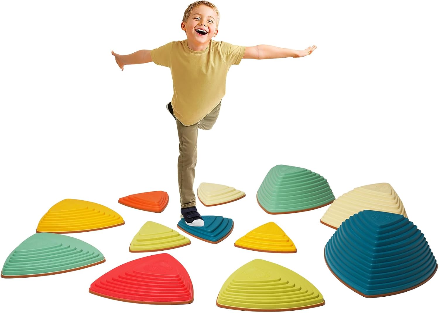 12Pcs Stepping Stones for Kids Anti-skidding Stepping Stones Set Balance Blocks Indoor & Outdoor Fitness Equipment Promotes Balance Coordination & Strength