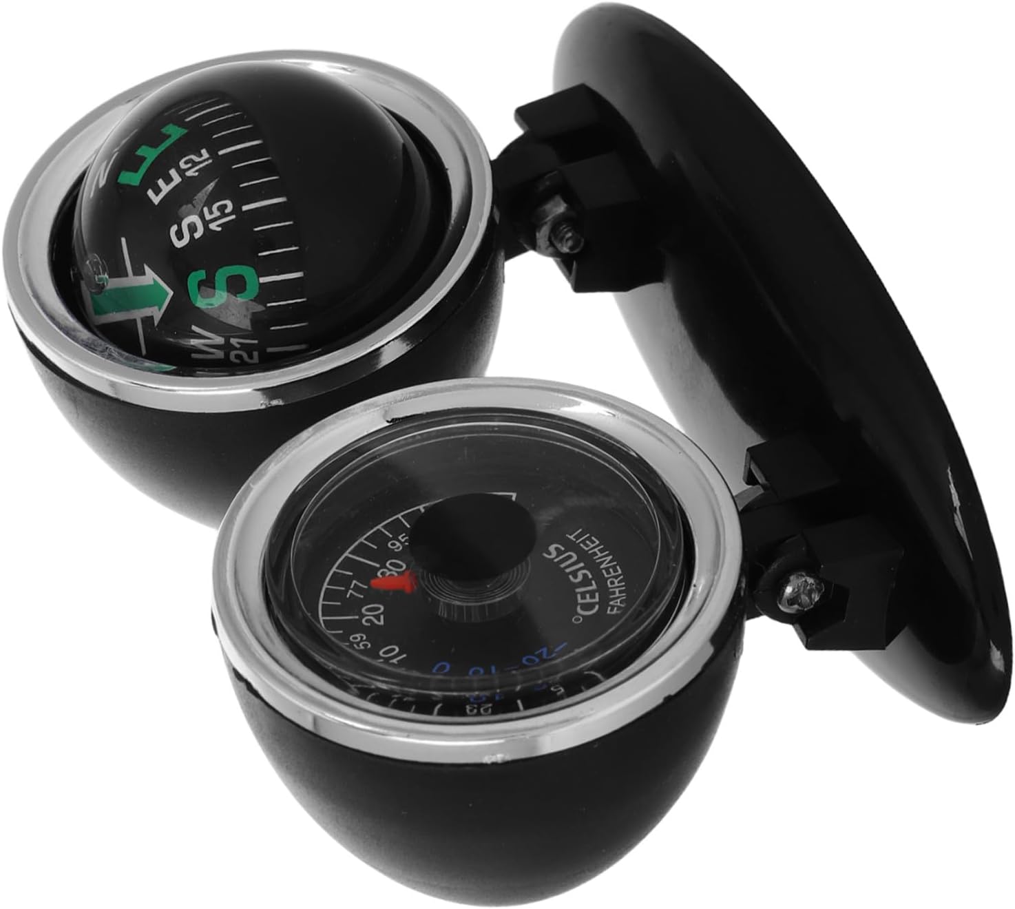 CHILDWEET Adjustable Vehicle Mount Dashboard Compass with Thermometer Multi-Function Guide Ball for Accurate Navigation in Cars Boats Trucks and Use