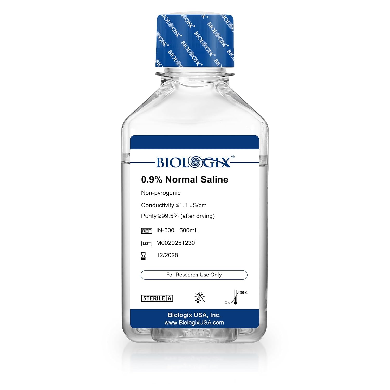 0.9% Normal Saline Solution, Sterile Sodium Chloride, 500mL