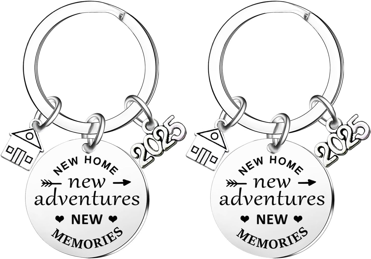 Ghloyza 2pcs New Home Keychains 2025 Housewarming Gift Keyrings New Home New Adventures Realtor Closing Gifts New House New Home Owners Keyring