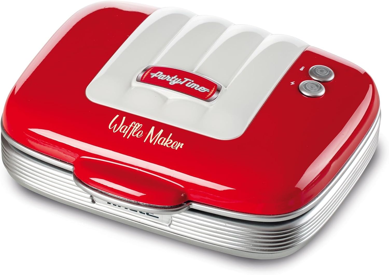 Ariete 1973 Retro Waffle Maker Iron for Breakfast or Dessert Waffles, Non-Stick Easy Clean with Safety Lock, American Diner Style, 700W, Red