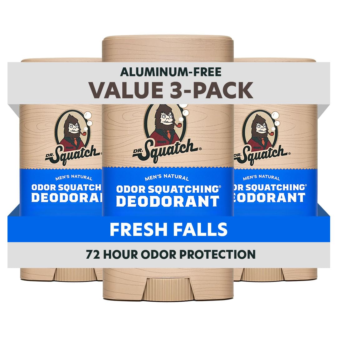 Dr. Squatch Natural Men’s Deodorant, Aluminum Free Deodorant Men (3-Pack)