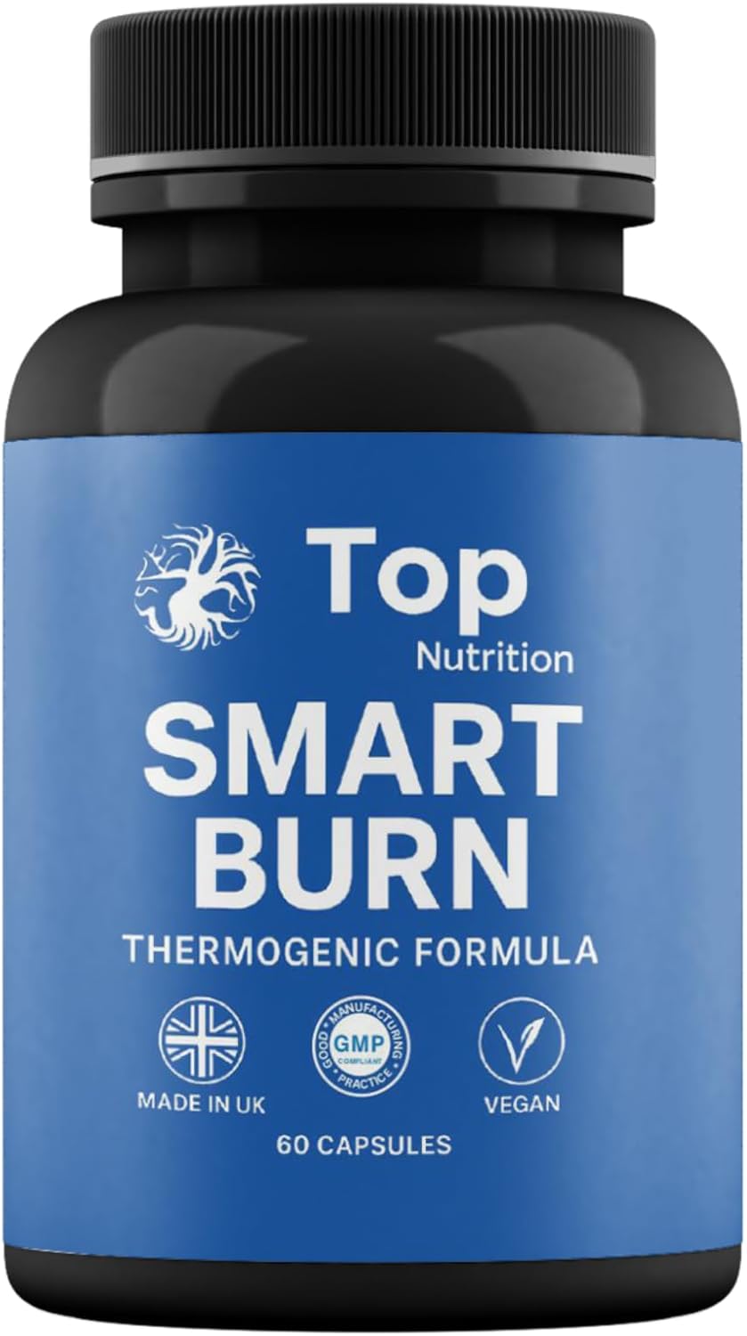 Top Nutrition Smart Burn – Weight Loss Support & Appetite Suppressant Pills | Thermogenic Fat Burner & Metabolism Booster – Vegan, Halal & Vegetarian Food Supplement – 60 Capsules