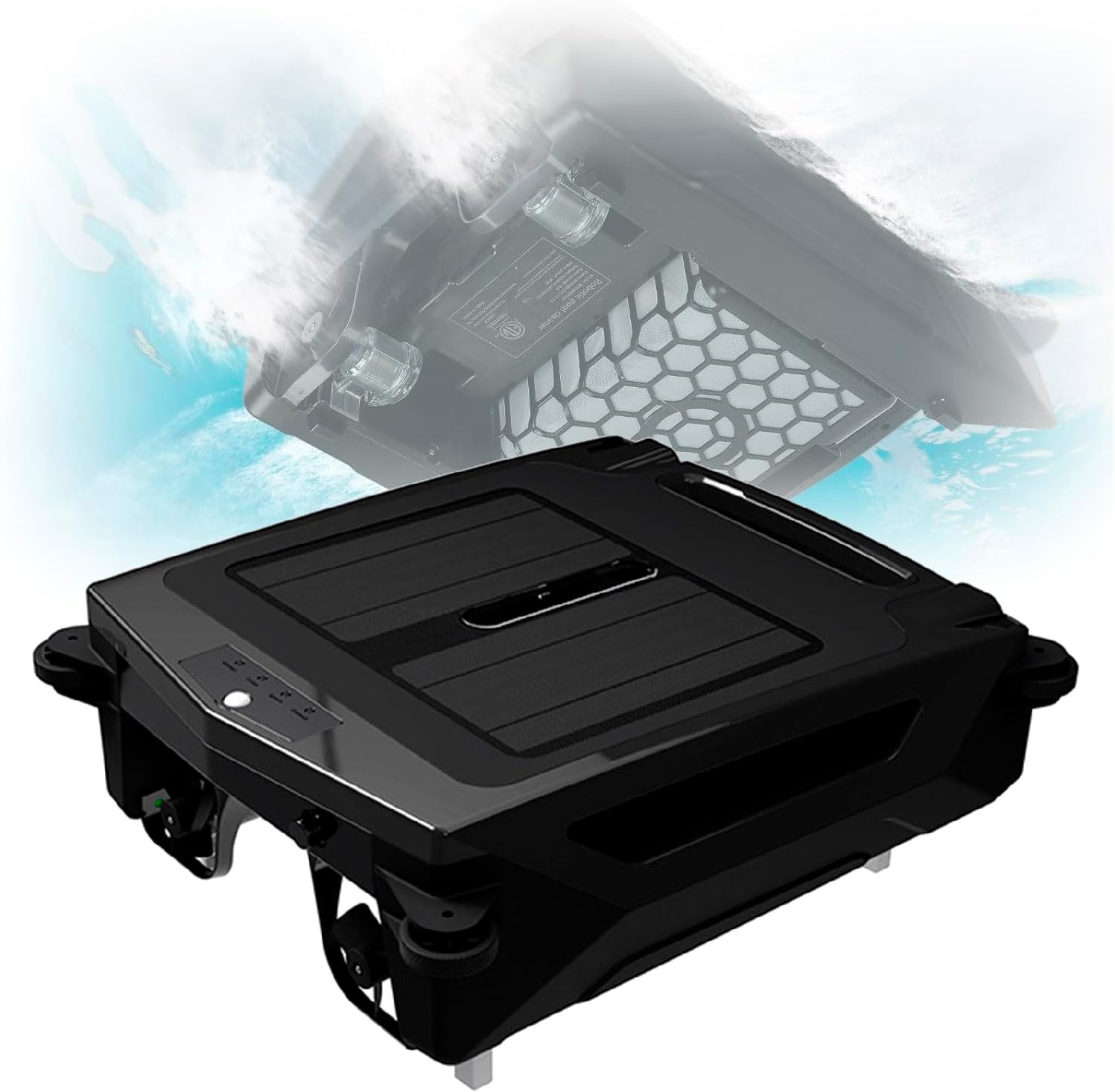 XUXIAO Solar Powered Automatic Robotic Pool Sur-face Skimmer Cleaner, with Dual Charging Mode, Cordless Pool Vacuum Robot, for All Swimming Pool