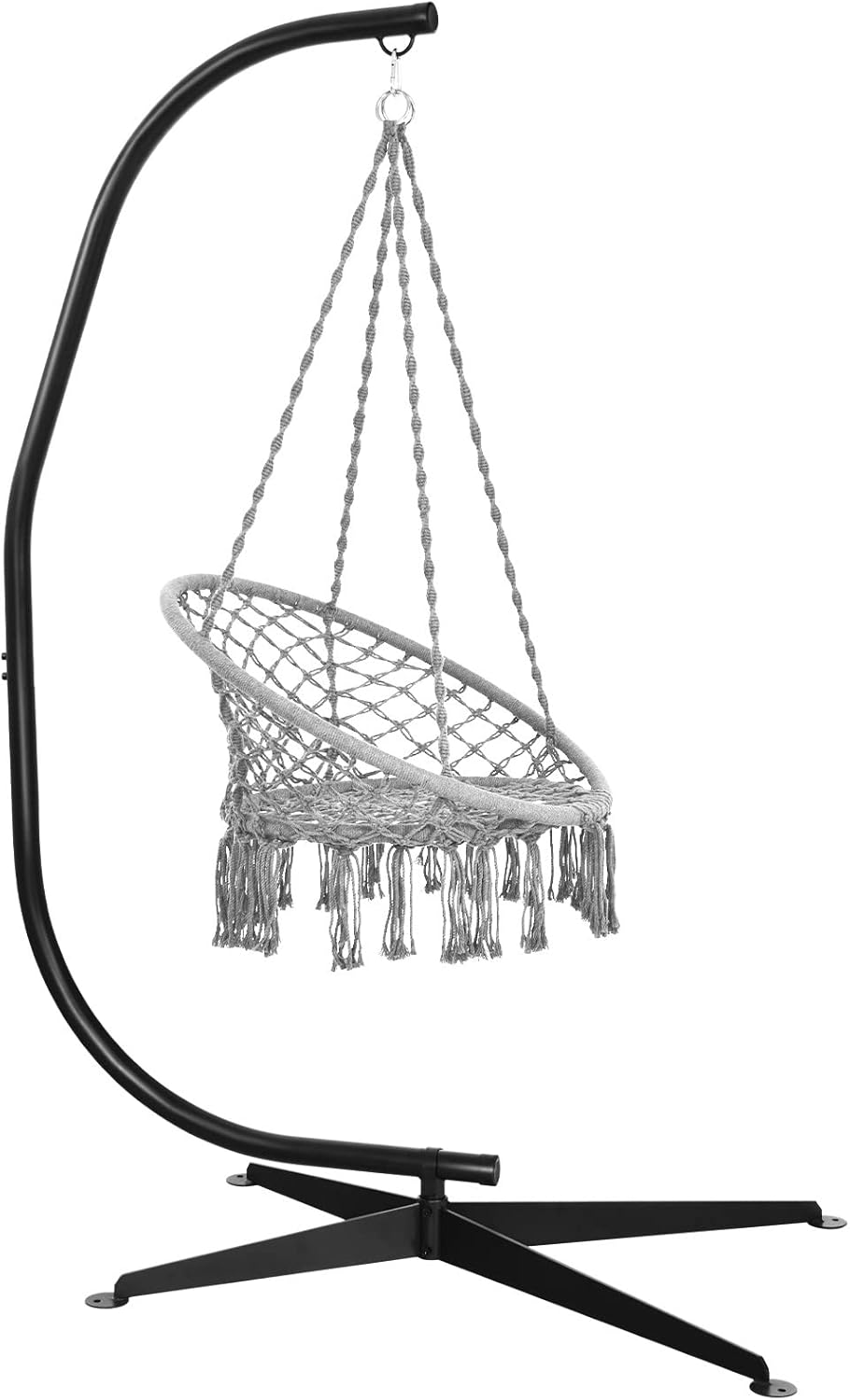 ORALNER Hammock Chair Stand Only, C-Stand Indoor Outdoor Hanging Swing Chair Support Basket Egg Chair Hugglepod Base, Heavy Duty Steel Hammock Frame for Living Room, Balcony, Porch, Deck, Backyard