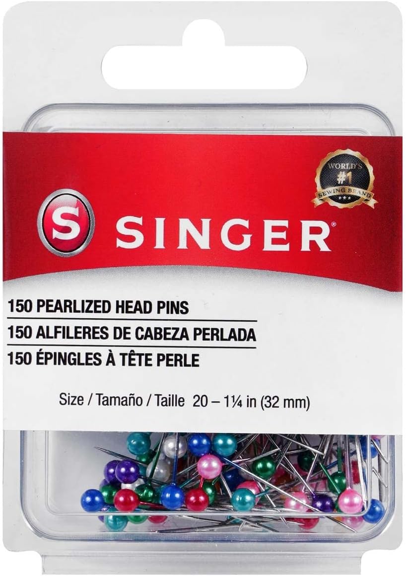 SINGER 07050 Pearlized Head Straight Pins, Size 20, 150-Count, Multicolor