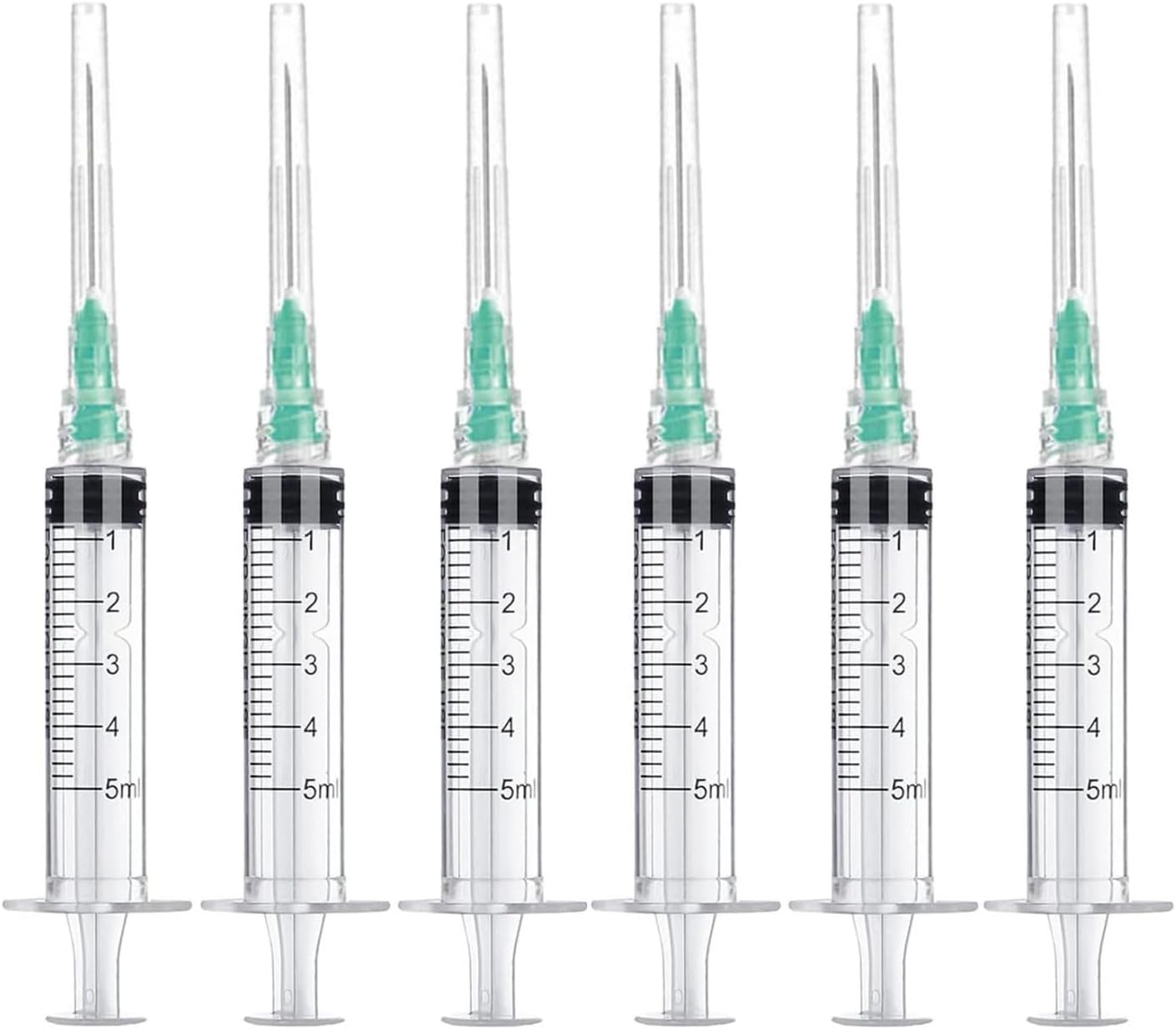 10 Pack 5ml/cc Disposable Luer Lock Lab Syringes with 21Ga 1.5 Inch Needle , Individually Sealed Packed