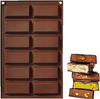 Dubai Chocolate Bar Mould Deep, 12 Cavities Large Silicone Chocolate Bar Mold for Filling, Deep Chocolate Bar Mold for Stuffed Candy Bar Knafeh Pistachio Chocolate Bar Molds