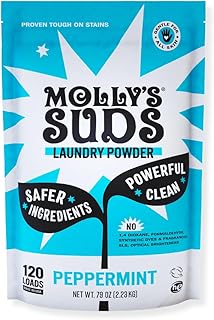 Molly's Suds Original Laundry Detergent Powder | Natural Laundry Detergent Powder for Sensitive Skin | Earth-Derived Ingredients, Stain Fighting | 120 Load (Peppermint)