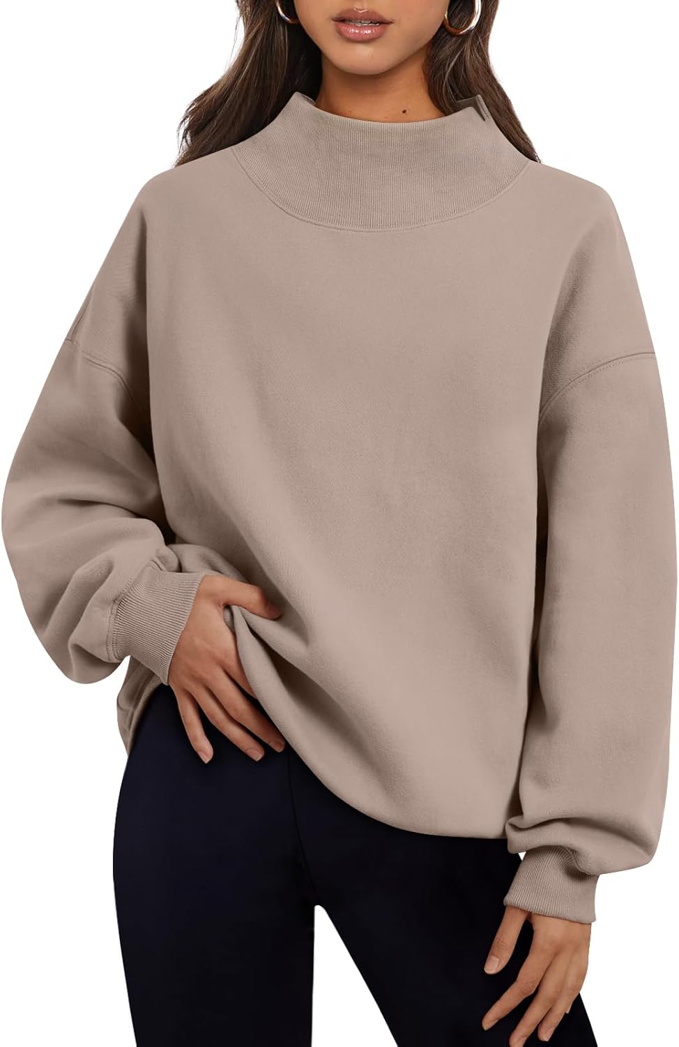 Trendy Queen Womens Oversized Sweatshirts Turtleneck Pullover Long Sleeve Hoodies Tops Fall Outfits 2024 Clothes