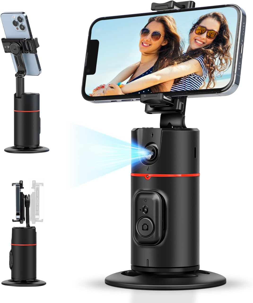 JOILCAN Auto Face Tracking Selfie Stick Tripod, 360° Rotation Auto Face Body Tracking Phone Stand with Remote, Rechargeable Smart Gesture Control Phone Holder for iPhone Video Recording Live Tiktok