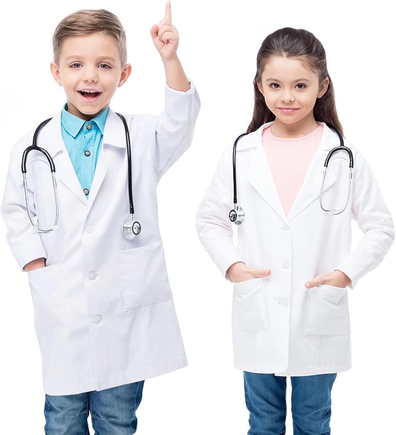 KUMARS White Lab Coat Kids, Lab Coats for Children, Boys Girls Cotton Science Lab Coats Medical Coat, Child Laboratory Coat Doctors Coat Fancy Dress for Role Play Dress Up Costumes School Student