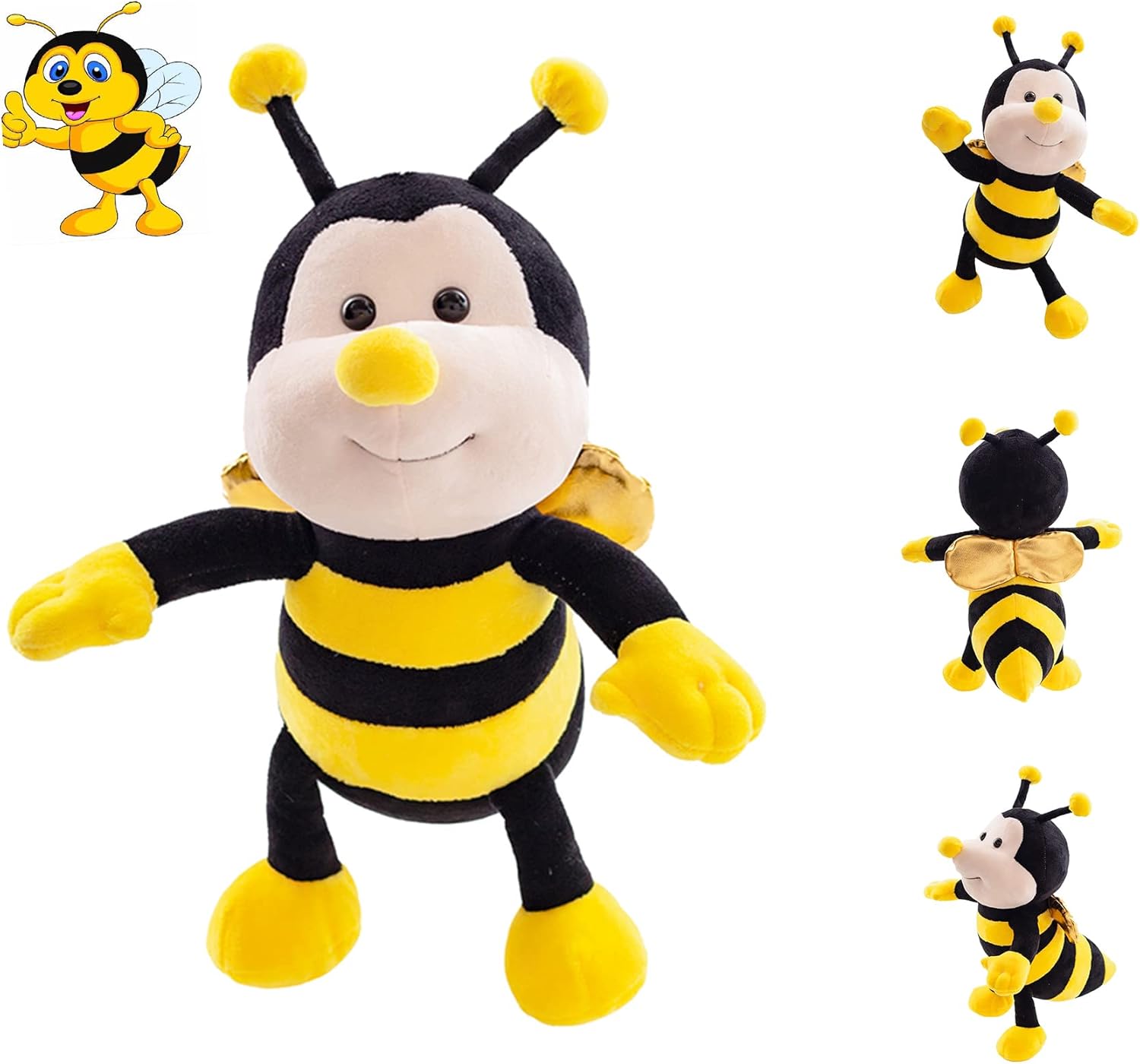 Cute Bumblebee Stuffed Animals Super Soft Yellow Bee Plush Toys Stuffed Honeybee Plushies Animal with Wings Honey Bee Plush Doll Animal Toy for Kids & Lovers 13 INCH