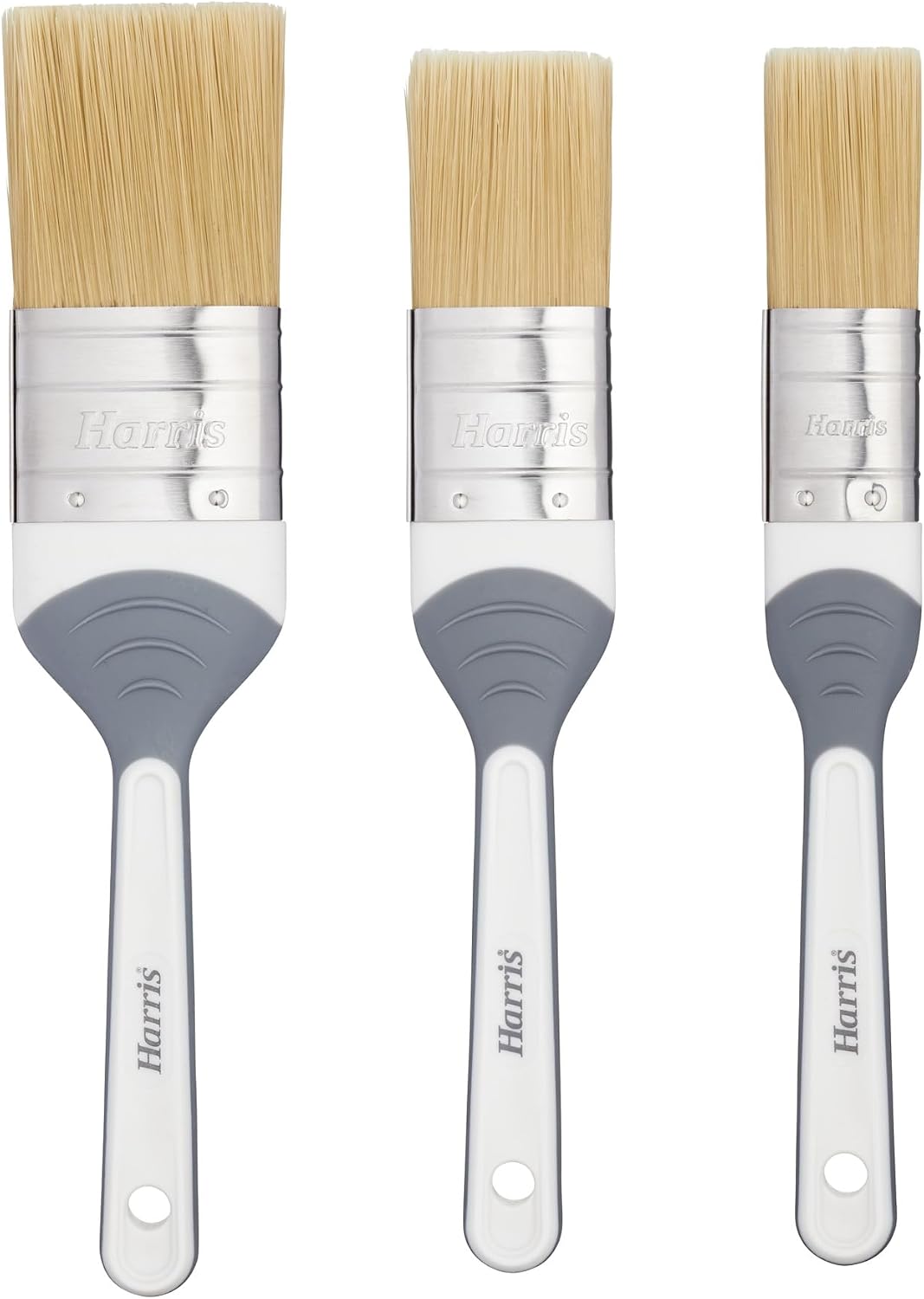Harris Seriously Good Woodwork Stain & Varnish Paint Brushes, 3 Brush Pack, 1", 1.5", 2", Grey