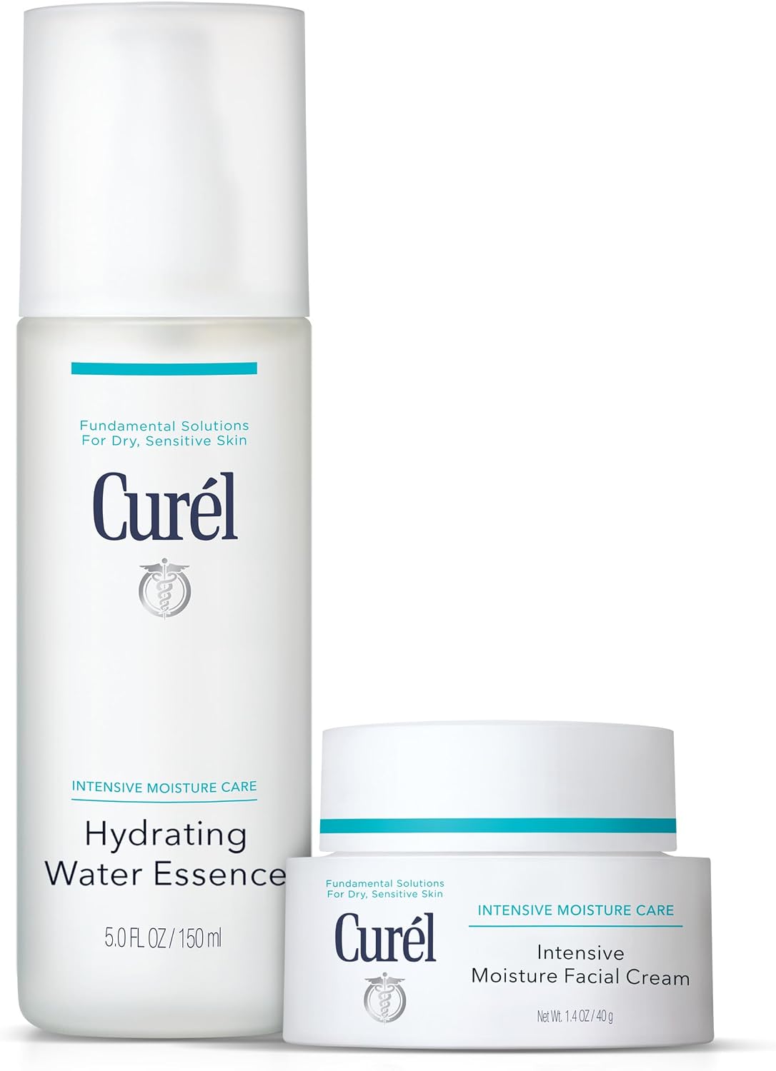 Curel Double Moisturising Hydrating Water Essence & Facial Cream Moisturiser Bundle for Very Dry & Sensitive Skin