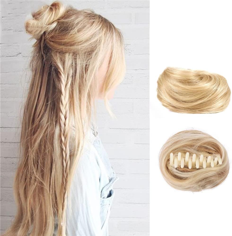 SJZDYLXY 2PCS Fake Space Buns Claw Clip in Hair Bun Donut Chignon Cat Ears DIY Hair Buns Updo Hairpieces Hair Extensions Wig Accessory for Women Girls (18H613)