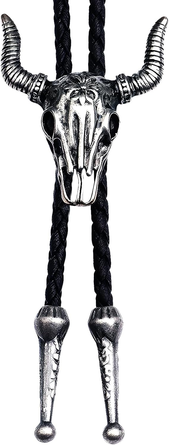 MYHOGOOD Cowboy Leather Necklace - Wild Western Theme Cowboy Bolo Tie, Adjustable Length for Men, Women & Teens