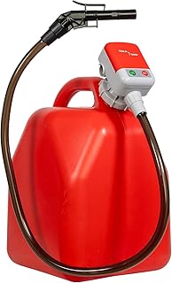 TERA PUMP 5th Gen TRFA01 Fuel Transfer Pump with Overfill Protection (2.7 GPM) Universal Gas Can Adapter, 39.4 inch Vinyl Hose, Liquid Transfer Pump for E15, E85, Gas, Diesel & More