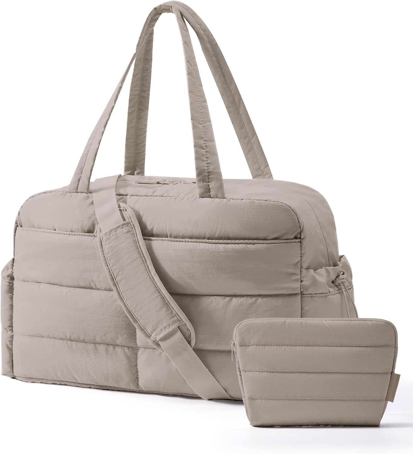 BAGSMART Gym Bag for Women with Toiletry Pouch, Lightweight Weekender Bags for Women with Wet Pocket, 31L Quilted Travel Duffle Carry On Bag, Weekender Overnight Bag for Travel,Water Resistant, Camel