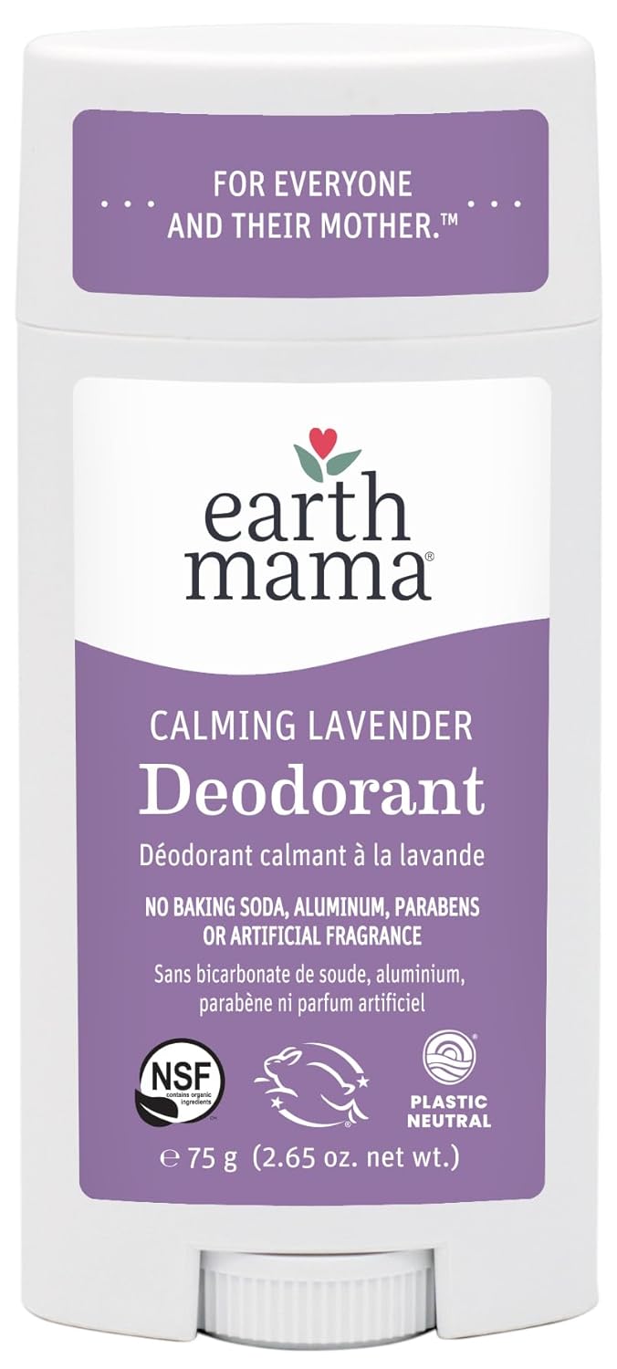 Earth Mama Calming Lavender Deodorant | Safe for Sensitive Skin, Pregnancy and Breastfeeding, Contains Organic Lavender, Calendula and Coconut Oil, No Baking Soda or Aluminum, 2.65-Ounce