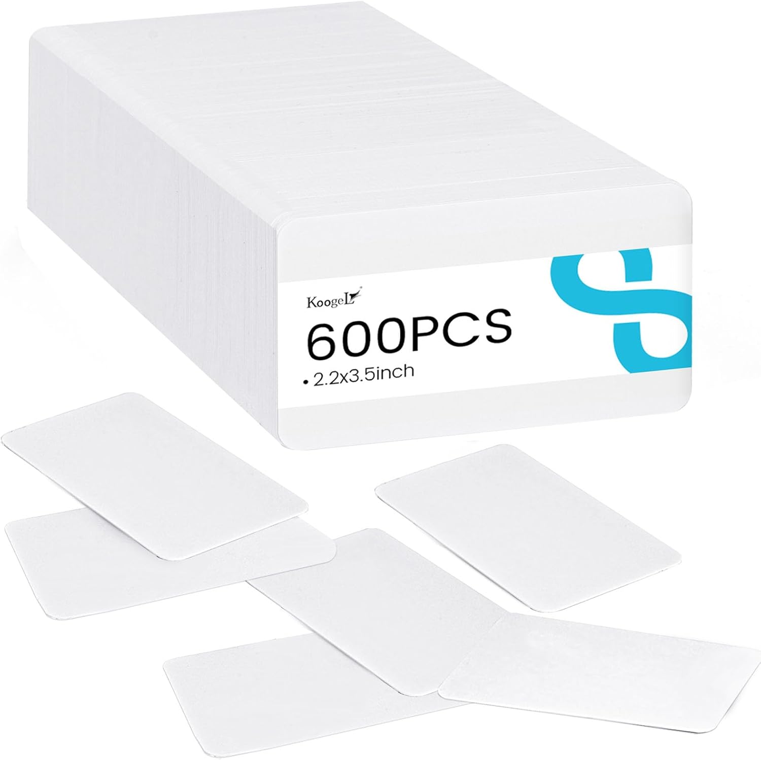 Koogel 600PCS White Blank Business Cards, 2.2 x 3.5 Inch, Small Blank Paper Double-Sided Cardstock for Message & Note Business Appreciation Study Flashcards Index Cards