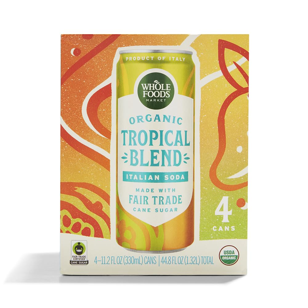 Whole Foods Market, Organic Tropical Blend Italian Soda, 11.2 Fl Oz (Pack of 4)