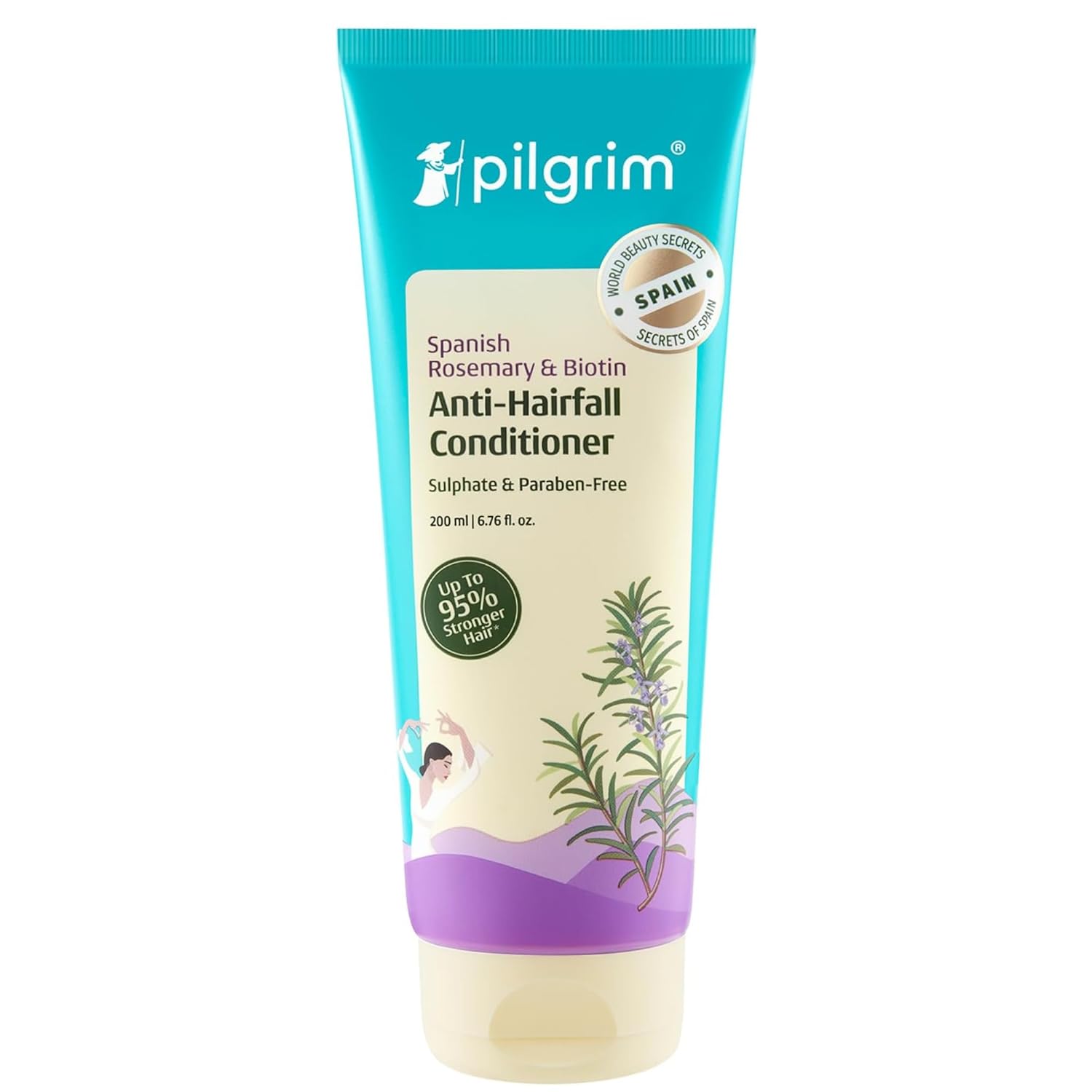 Pilgrim Spanish Rosemary & Biotin Anti Hairfall Conditioner for Reducing Hair Loss & Breakage | Upto 95% stronger hairs | Suitable for all hair types | For Men & Women | 6.76 Fl Oz (200ml)