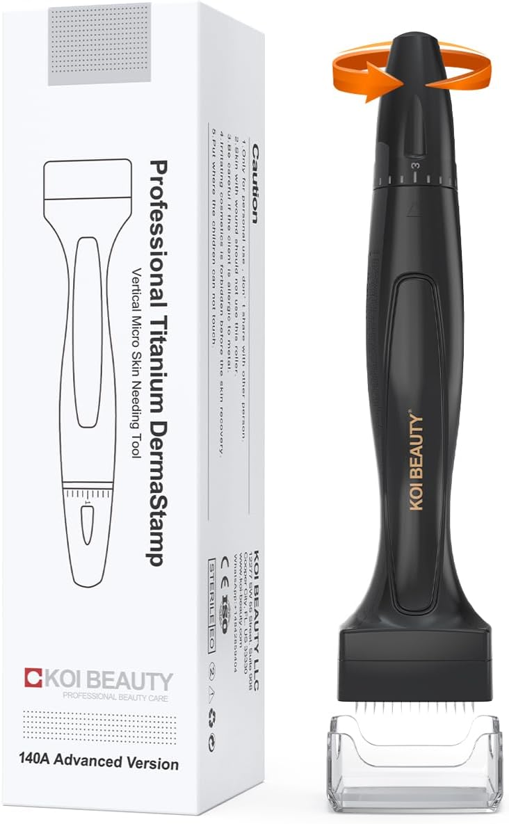 KOI BEAUTY Adjustable Derma Stamp, Professional Microneedling for Home, Dermastamp for Scalp Hair Beard Growth Face Body, Derma Roller & Microneedling Pen Alternative for Men Women