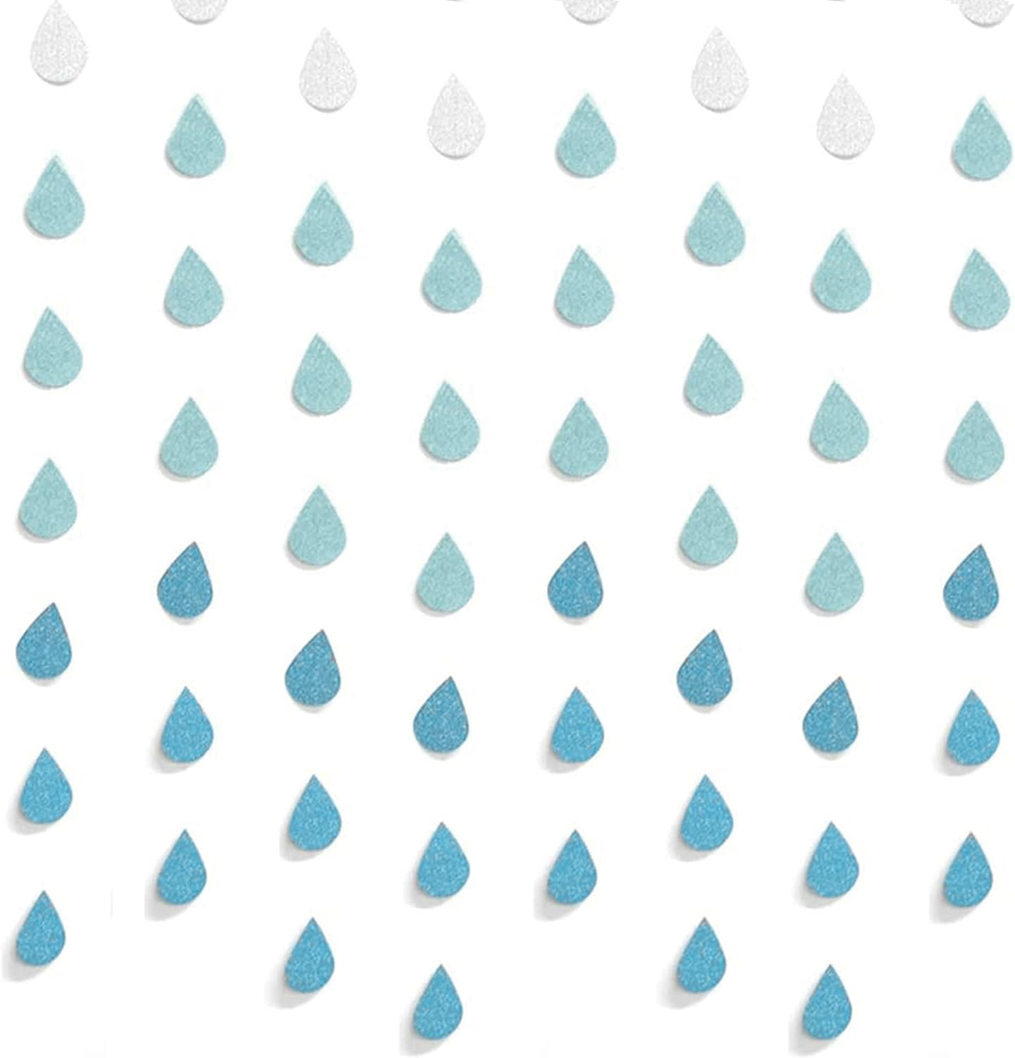 Yzurbu 12 Strings Raindrop Garland, Paper Hanging Rain Drops Decor Pieces for Baby Shower, Cloud, Party and Centerpieces Decoration